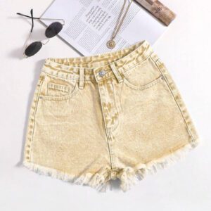 SHEIN EZwear Short en jean effiloché pour femme, pour l'été