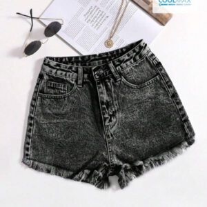 SHEIN EZwear Short en jean effiloché pour femme, pour l'été