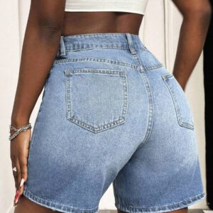 Slaydiva Short en jean déchiré avec poches pour femmes, style décontracté d'été
