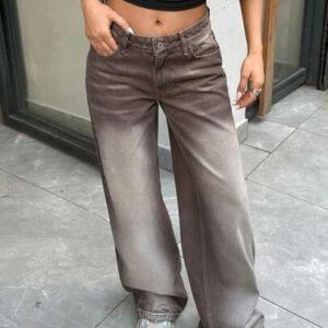 SHEIN JEANS FEMME CASUAL LARGES À TAILLE BASSE LAVÉS
