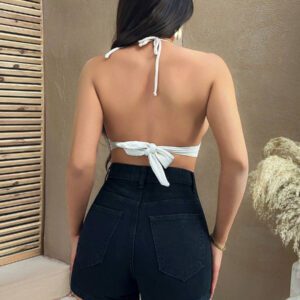 SHEIN SHORT EN JEAN TAILLE HAUTE DÉCONTRACTÉ