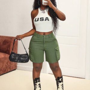 SHEIN Slayr Short en jean droit style casual hip-hop pour femmes