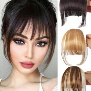 Extensions de cheveux synthétiques avec frange à clipser. Frange fausse pièce de rechange pour les femmes. Frange à clipser pour les cheveux de devant