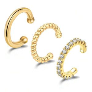 Boucle D'oreille De Style Chaîne Liée En Forme De Croissant De Lune Incrustée D'aiguille En Argent 925 (goujon, Clip, Manchette), 1 Pièce