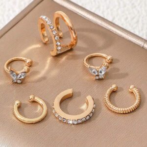 Boucle D'oreille De Style Chaîne Liée En Forme De Croissant De Lune Incrustée D'aiguille En Argent 925 (goujon, Clip, Manchette), 1 Pièce