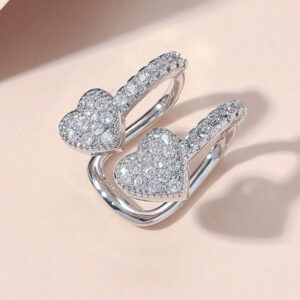Boucle D'oreille De Style Chaîne Liée En Forme De Croissant De Lune Incrustée D'aiguille En Argent 925 (goujon, Clip, Manchette), 1 Pièce