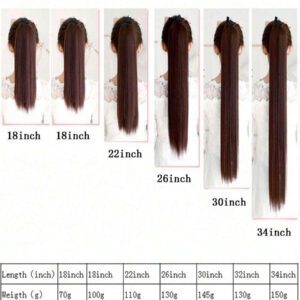 Extension de queue de cheval synthétique droite brun foncé de 18 à 34 pouces de longueur supplémentaire pour femmes. Idéal pour le Nouvel An chinois, les festivals de musique, les fêtes, le cosplay, les vacances et l'utilisation quotidienne