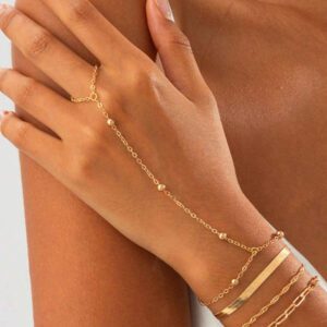 1 pièce Bracelet chaîne de doigt mode minimaliste, convient pour le port quotidien et les fêtes, excellent cadeau pour l'amoureux ou la mère (la quantité de chaîne cylindrique et rectangulaire varie selon la longueur)