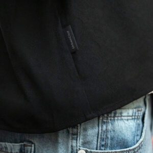 SWAVVY Chemise noire ample et décontractée à manches courtes pour hommes, chemise urbaine et sobre, pour les amis