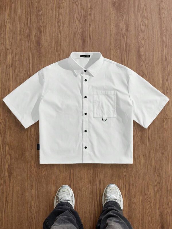 SWAVVY Chemise noire ample et décontractée à manches courtes pour hommes, chemise urbaine et sobre, pour les amis – Image 8
