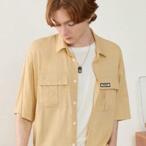 SWAVVY Chemise noire ample et décontractée à manches courtes pour hommes, chemise urbaine et sobre, pour les amis