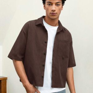 SWAVVY Chemise noire ample et décontractée à manches courtes pour hommes, chemise urbaine et sobre, pour les amis