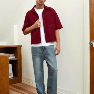 SWAVVY Chemise noire ample et décontractée à manches courtes pour hommes, chemise urbaine et sobre, pour les amis
