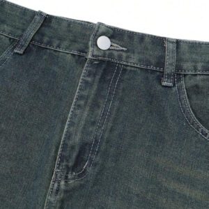 Jean ample vintage de style Y2K pour hommes, en noir avec un lavage rétro. Jambe large et droite, ample. Cadeau parfait pour le mari ou le petit ami