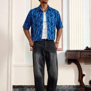 SWAVVY Chemise noire ample et décontractée à manches courtes pour hommes, chemise urbaine et sobre, pour les amis