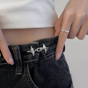 1 paire de rehausseurs de ceinture de jeans à la mode avec bouton, taille de taille réglable, en forme d'étoile