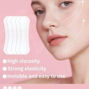 Un ensemble de rubans et bandeaux faciaux, comprenant 18 rubans faciaux invisibles, avec 4 sangles réglables, convenant pour le cou, la ligne de la mâchoire et la zone du double menton, réutilisables et sans parfum.
