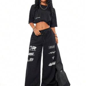 Coolane Pantalon de survêtement ample avec motif logo, style sport casual d'été