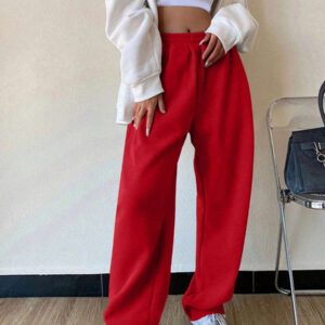 INAWLY Pantalon de survêtement décontracté unicolore pour femmes