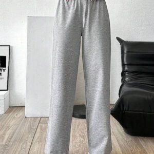 RueChic Pantalon de survêtement femme taille mi-haute jambe large