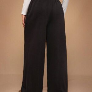 Forever 21 Nouveau pantalon de jogging décontracté et polyvalent pour l'automne/l'hiver, à taille haute élastique, épais et doublé de thermique, coupe ample et jambes larges