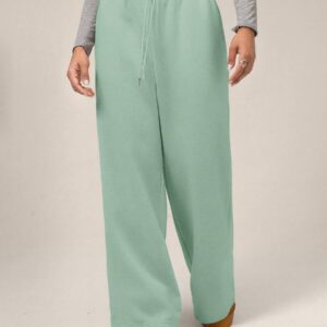 Forever 21 Nouveau pantalon de jogging décontracté et polyvalent pour l'automne/l'hiver, à taille haute élastique, épais et doublé de thermique, coupe ample et jambes larges