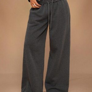 Forever 21 Nouveau pantalon de jogging décontracté et polyvalent pour l'automne/l'hiver, à taille haute élastique, épais et doublé de thermique, coupe ample et jambes larges