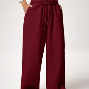 Forever 21 Nouveau pantalon de jogging décontracté et polyvalent pour l'automne/l'hiver, à taille haute élastique, épais et doublé de thermique, coupe ample et jambes larges