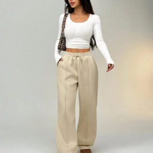 SHEIN EZwear Pantalon de survêtement droit avec détail de couture en galet