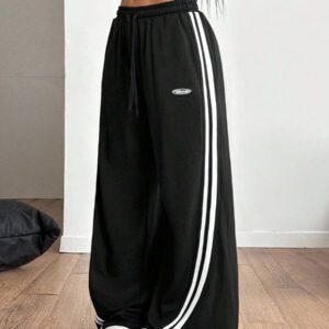 Coolane Pantalons de survêtement à jambes évasées en coton tressé style athleisure hip-hop pour femmes, à porter pour le sport
