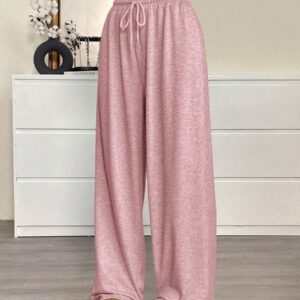 SHEIN EZwear Pantalon de yoga ample avec cordon de serrage à la taille pour femmes
