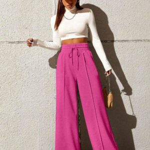 SHEIN EZwear Pantalon de survêtement décontracté ample avec cordon de serrage à la taille, coupe large pour femmes