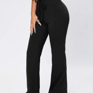 SHEIN PETITE Pantalon De Jogging Noir À Taille De Cordon Solide