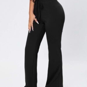 SHEIN PETITE Pantalon De Jogging Noir À Taille De Cordon Solide