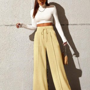 SHEIN EZwear Pantalon de survêtement décontracté ample avec cordon de serrage à la taille, coupe large pour femmes