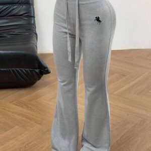 SHEIN EZwear Pantalon évasé à broderie pour femmes, design convenant pour l'été
