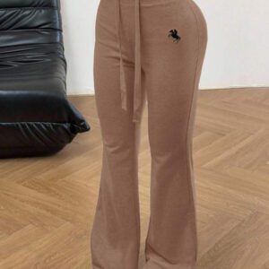 SHEIN EZwear Pantalon évasé à broderie pour femmes, design convenant pour l'été