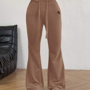 SHEIN EZwear Pantalon évasé à broderie pour femmes, design convenant pour l'été