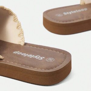 Styleloop Sandales plates pour femmes, style bohème, rétro américain, bohème, western, festival de musique, fête, plage, vacances