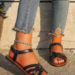 Sandales Plates Nouveau Style Femme Avec Bretelles