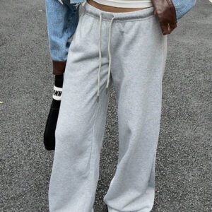 SHEIN EZwear Pantalon de survêtement décontracté ample avec nœud à l'avant, convient pour le port quotidien et la rentrée scolaire, automne/hiver
