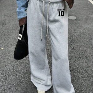 SHEIN EZwear Pantalon de survêtement décontracté ample avec nœud à l'avant, convient pour le port quotidien et la rentrée scolaire, automne/hiver