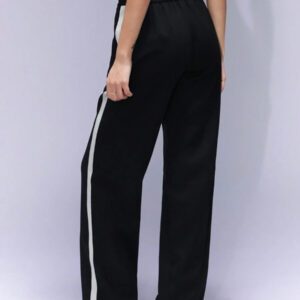 Aveloria Affinna Pantalon de survêtement pour femmes avec taille élastique à cordon de serrage, bande contrastée sur les côtés, style universitaire de printemps pour la Saint-Valentin