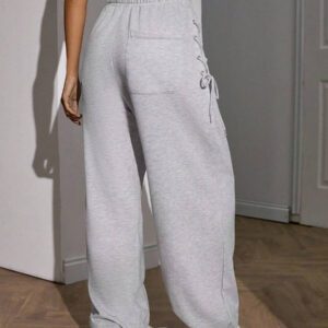 Pantalon de survêtement ample et décontracté pour femme, avec œillets latéraux et cordon de serrage
