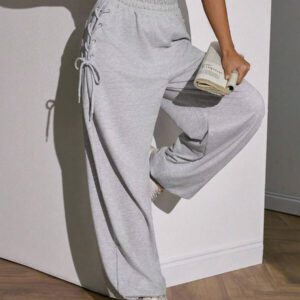 Pantalon de survêtement ample et décontracté pour femme, avec œillets latéraux et cordon de serrage