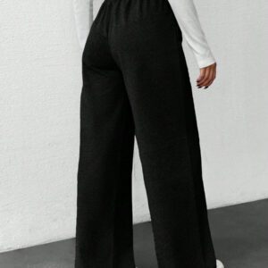 Pantalon de jogging ample à garniture de dentelle, polyvalent