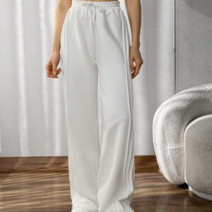 Pantalon de jogging ample à garniture de dentelle, polyvalent