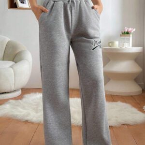 Pantalon de jogging ample à garniture de dentelle, polyvalent