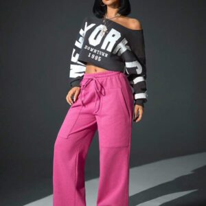 Pantalon de jogging ample à garniture de dentelle, polyvalent