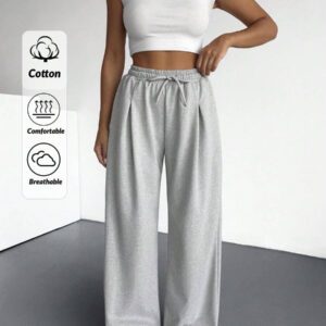 Pantalon de jogging ample à garniture de dentelle, polyvalent